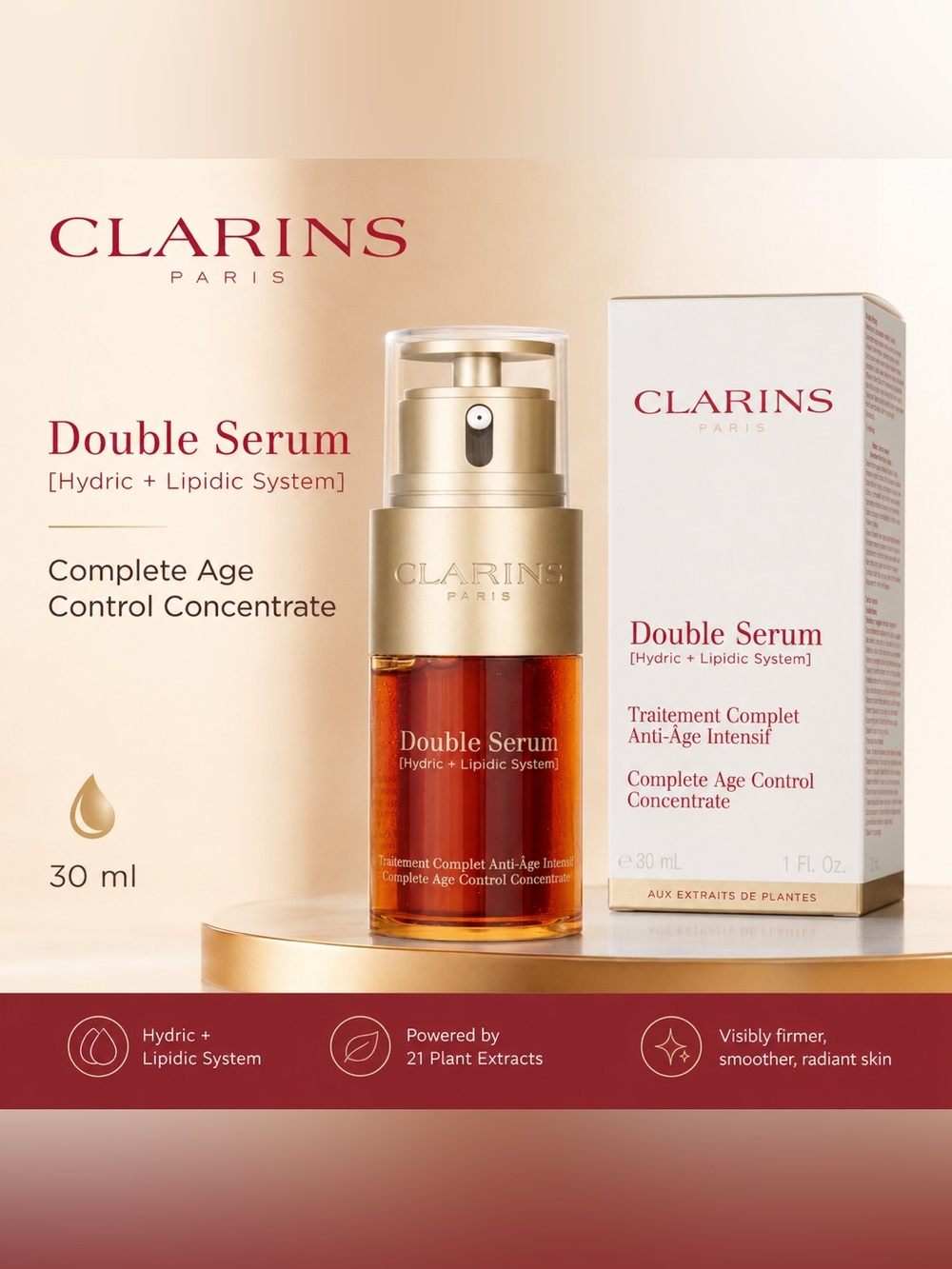 Clarins Double Serum [Hydric + Lipidic System] - Brand New in Box (30ml)
